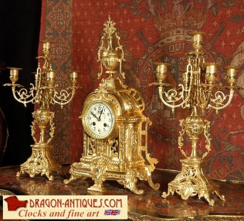 **** Sold **** Japy Freres Antique French Boudoir Clock Set ~ French - Circa 1880 ~